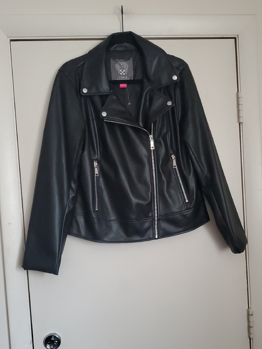 Vince Camuto Faux Leather Black Moto Jacket -